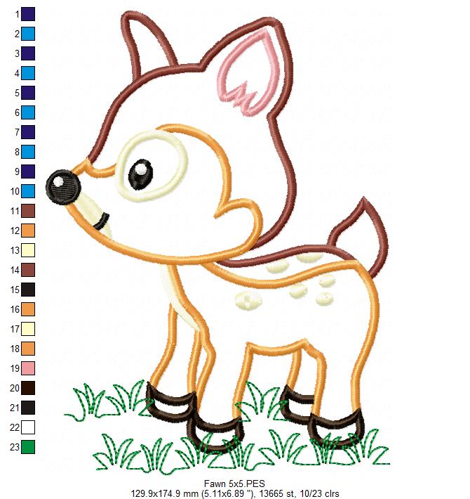 Sweet Baby Fawn - Appliqué - Machine Embroidery Design