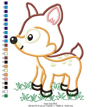 Sweet Baby Fawn - Appliqué - Machine Embroidery Design