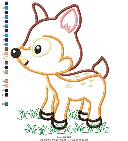 Sweet Baby Fawn - Appliqué - Machine Embroidery Design