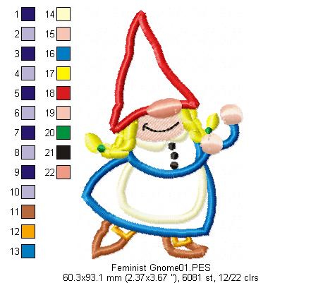 Feminist Gnome - Applique