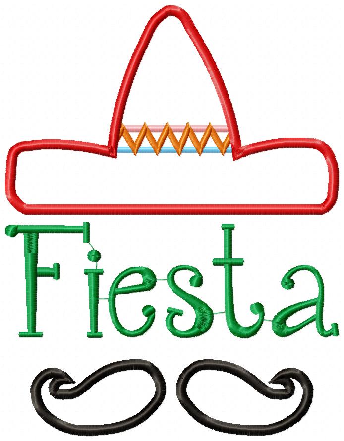 Fiesta Mexico Sombrero Mustache - Applique