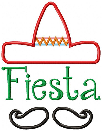 Fiesta Mexico Sombrero Mustache - Applique