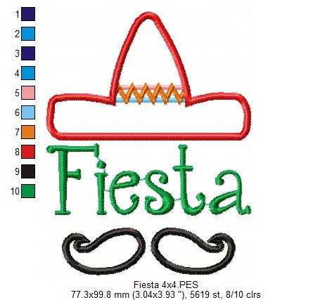 Fiesta Mexico Sombrero Mustache - Applique