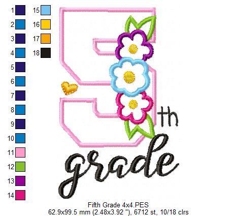 5th Grade Flowers - Applique