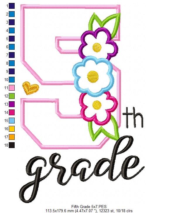 5th Grade Flowers - Applique