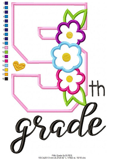 5th Grade Flowers - Applique