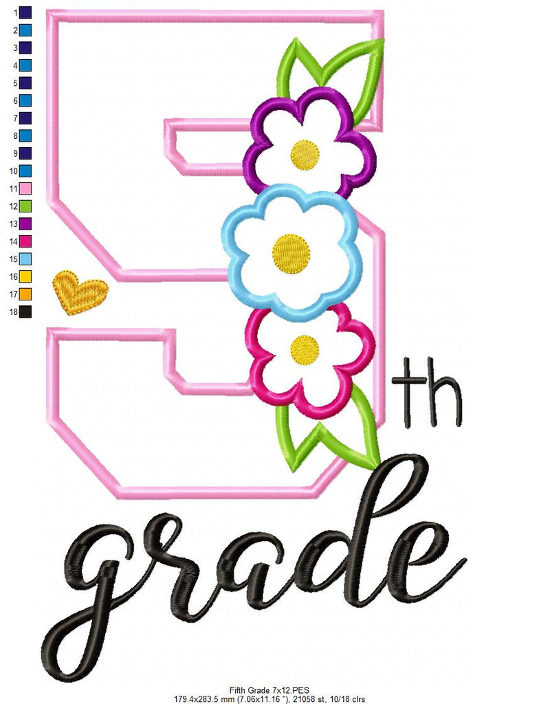 5th Grade Flowers - Applique