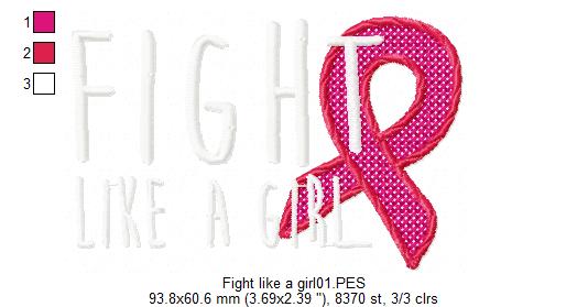 Fight Like a Girl - Fill Stitch Embroidery Design