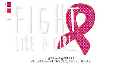 Fight Like a Girl - Fill Stitch Embroidery Design