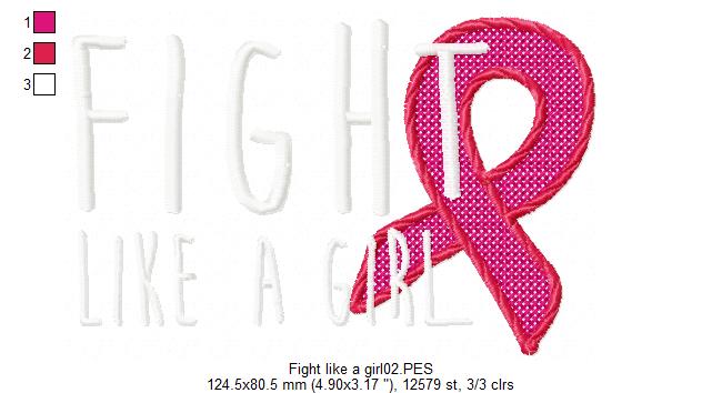 Fight Like a Girl - Fill Stitch Embroidery Design