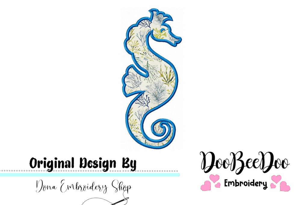Seahorse - Applique - Machine Embroidery Design