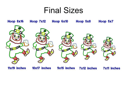 Smiling Leprechaun with Beer - ITH Project - Machine Embroidery Design