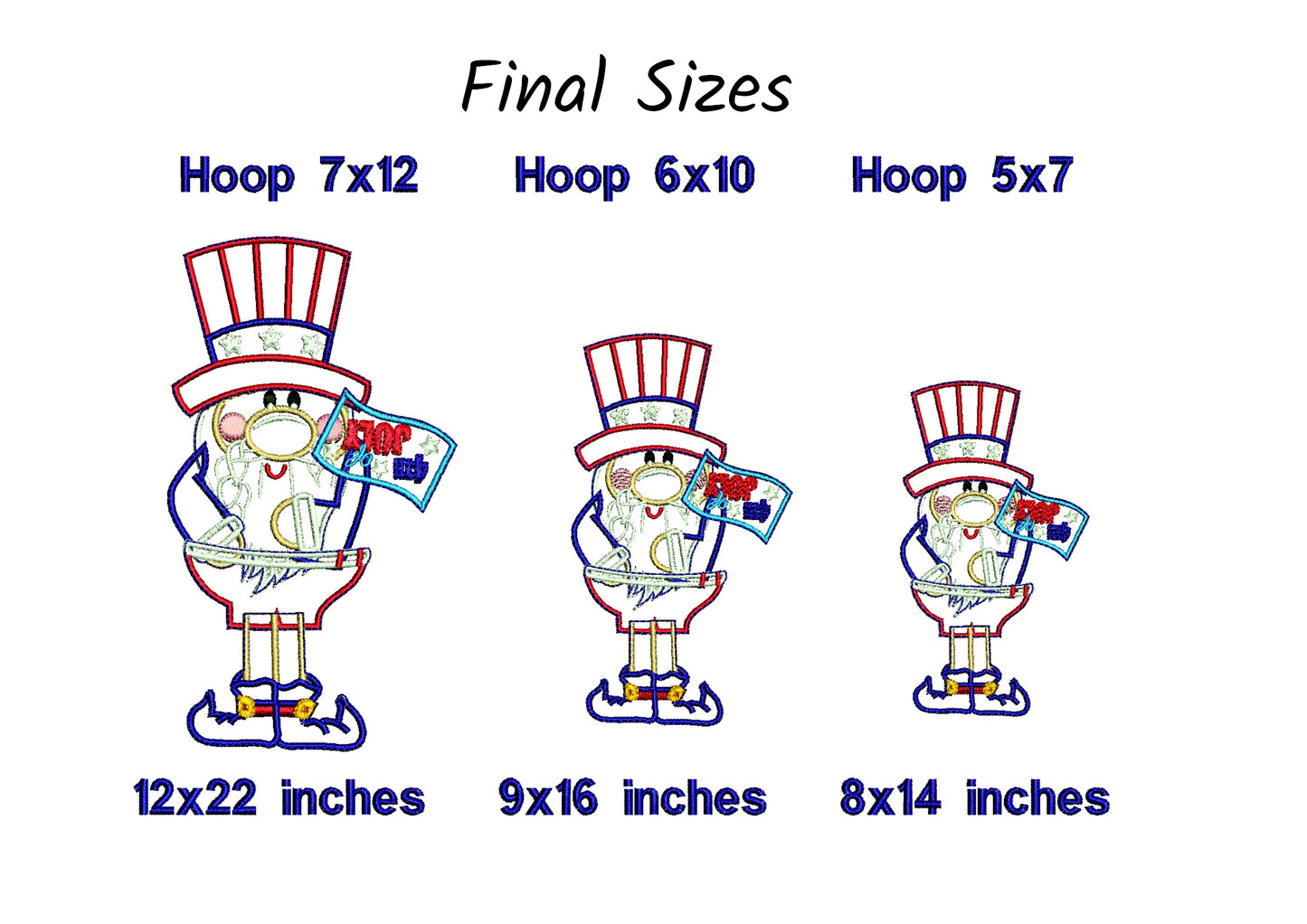 Gnome 4th of July Ornament - ITH Project - Machine Embroidery Design