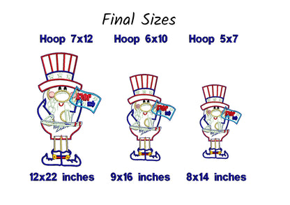 Gnome 4th of July Ornament - ITH Project - Machine Embroidery Design