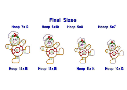 Gingerbread With Candy Vase Ornament - ITH Project - Machine Embroidery Design