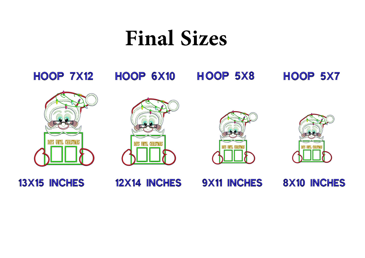 Santa Claus Days Until Christmas - ITH Project - Machine Embroidery Design