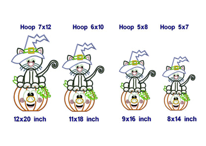 Black Cat with Pumpkin - ITH Project - Machine Embroidery Design