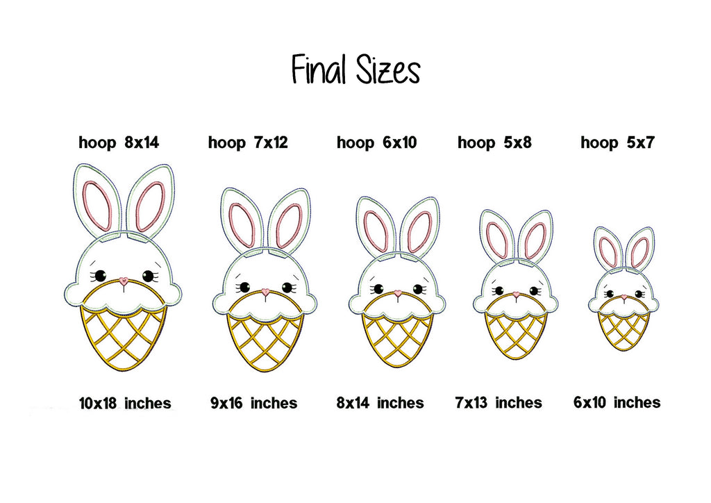 Ice Cream Bunny Candy Holder - ITH Project - Machine Embroidery Design