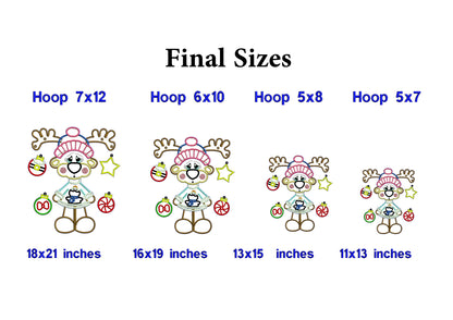 Reindeer with Christmas Bulbs - ITH Project - Machine Embroidery Design