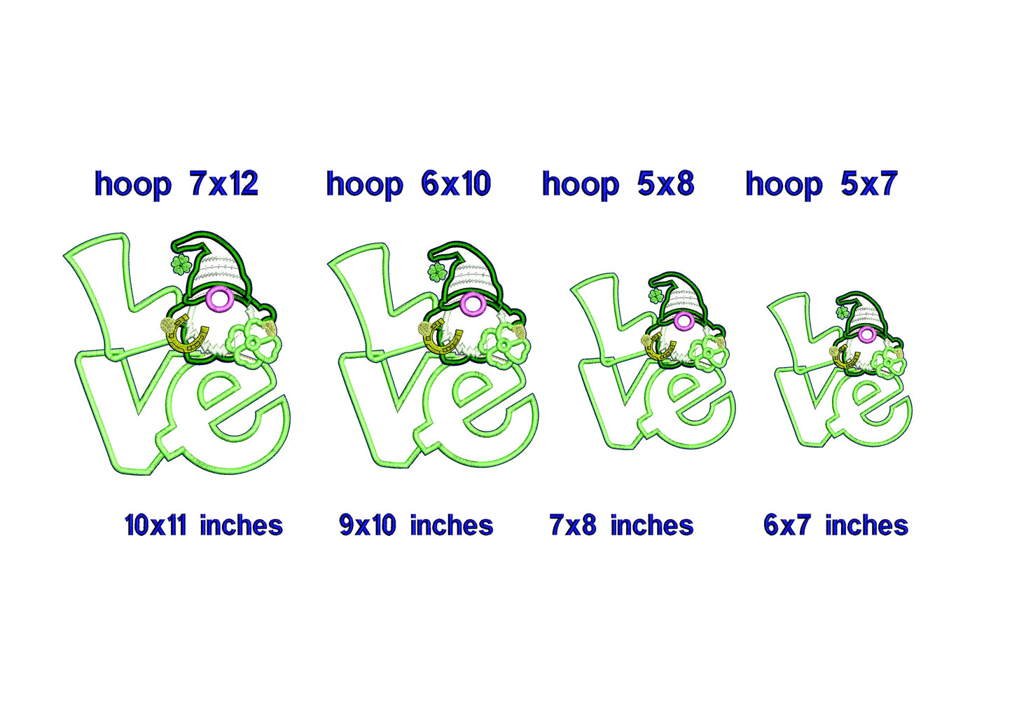 Saint Patrick's Gnome Love - ITH Project - Machine Embroidery Design