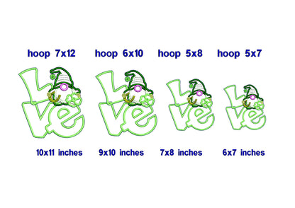 Saint Patrick's Gnome Love - ITH Project - Machine Embroidery Design