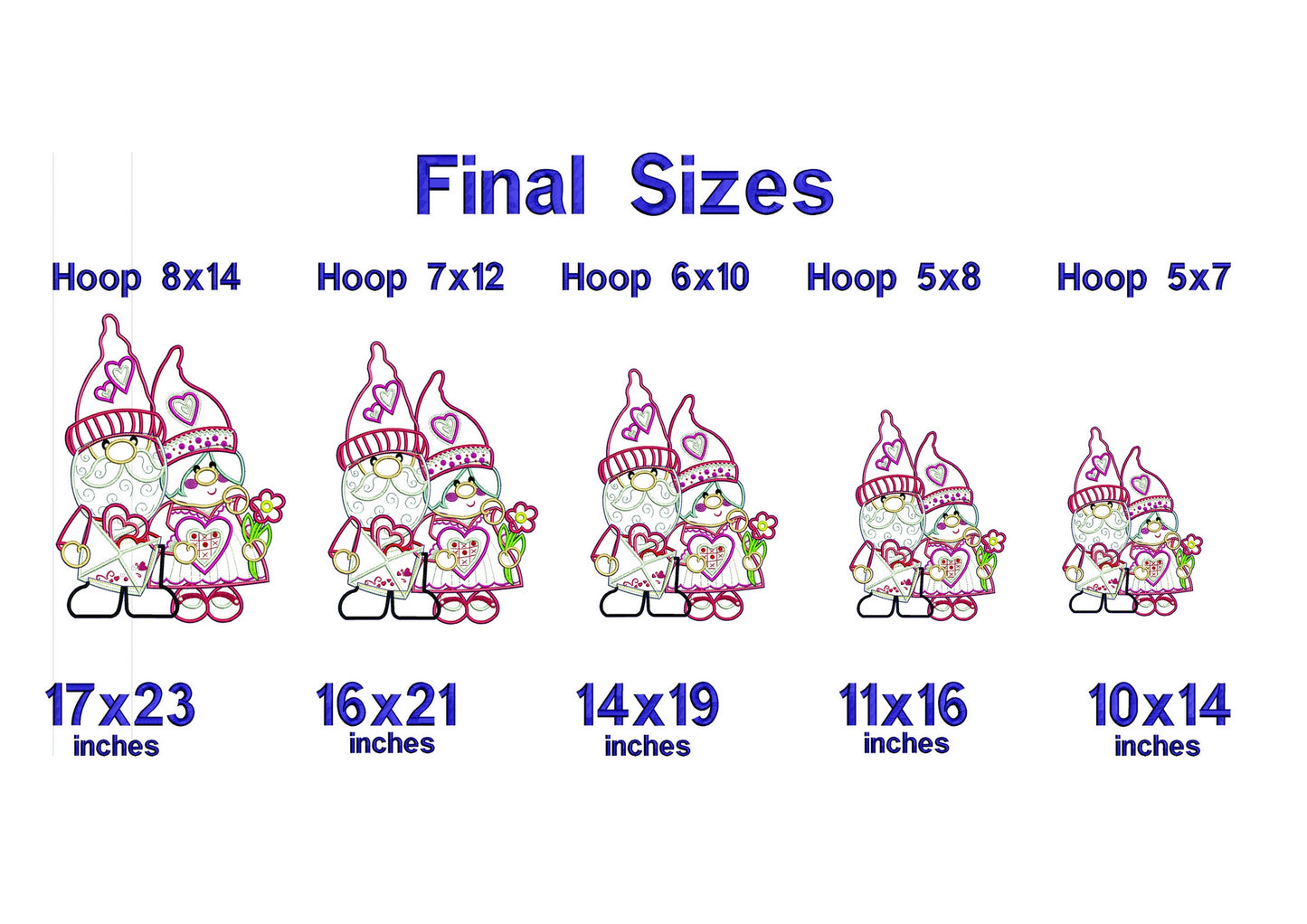 Gnomes Couple Valentine's Day - ITH Project - Machine Embroidery Design