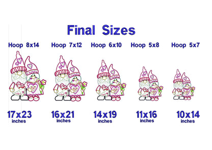 Gnomes Couple Valentine's Day - ITH Project - Machine Embroidery Design