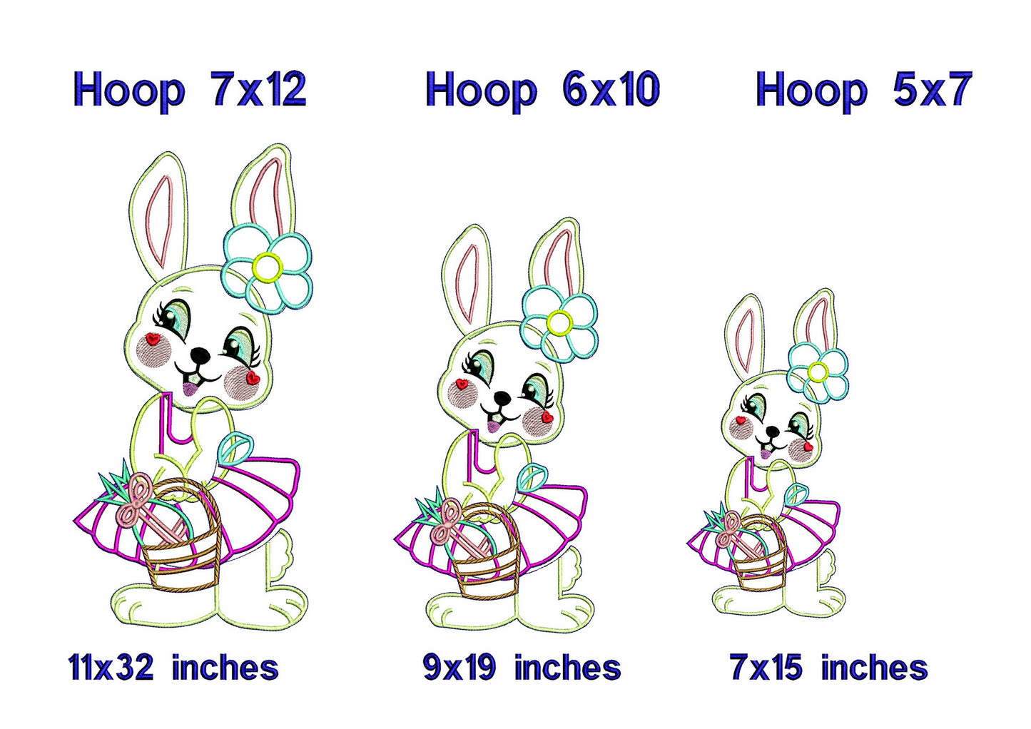 Easter Bunny Boy and Girl Vase Ornaments - ITH Project - Machine Embroidery Design