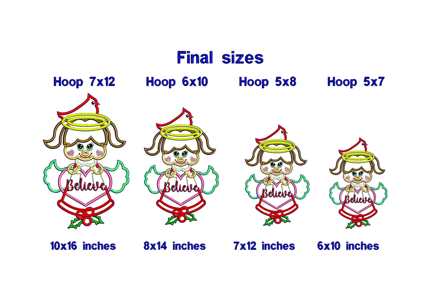 Little Angel Believe Ornament - ITH Project - Machine Embroidery Design