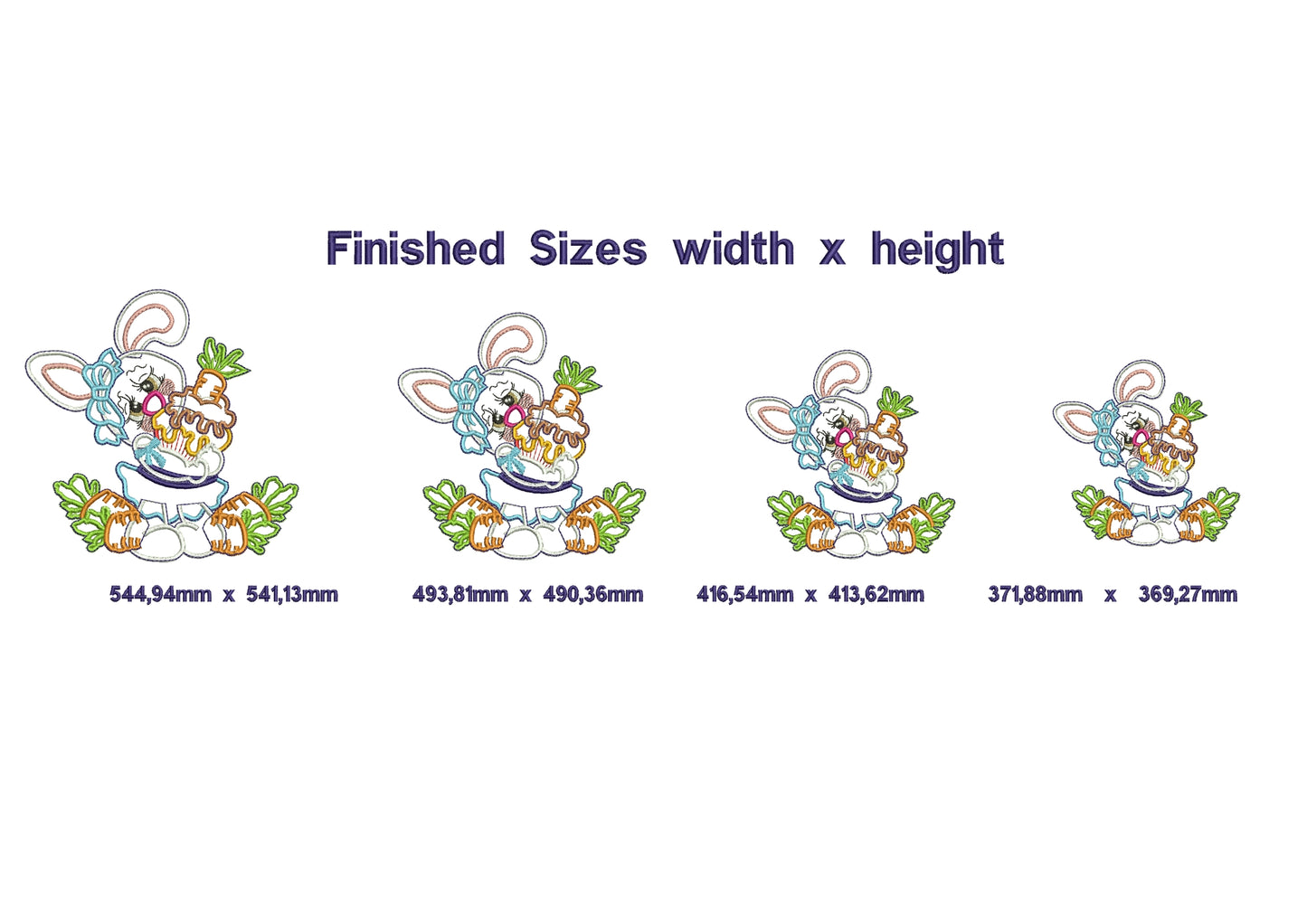 Bunny Couple With Carrot Ornament - ITH Project - Machine Embroidery Design