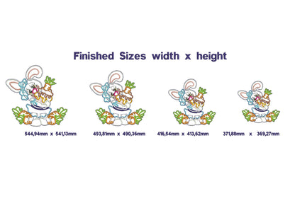 Bunny Couple With Carrot Ornament - ITH Project - Machine Embroidery Design