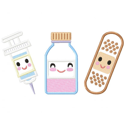 First Aid kit with Smiling Face - Applique - Machine Embroidery Design