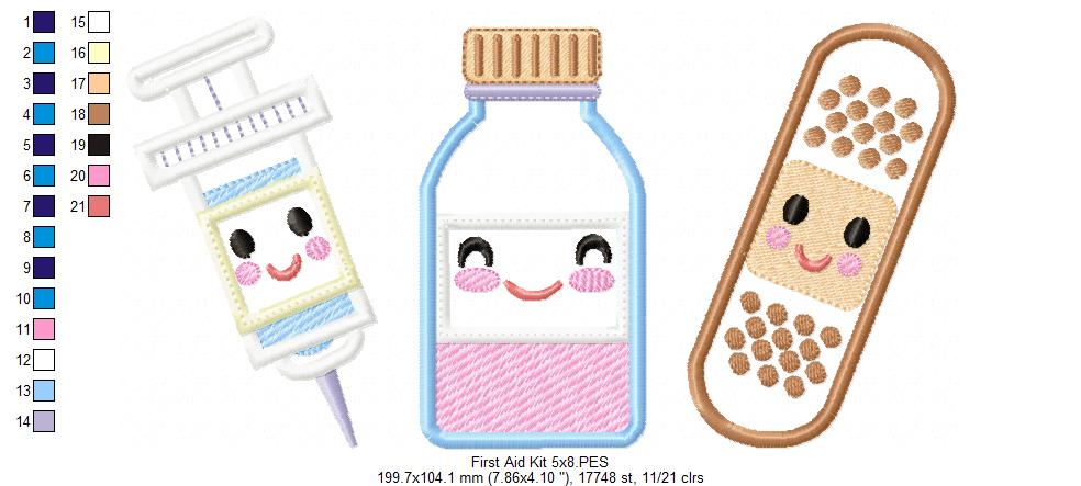 First Aid kit with Smiling Face - Applique - Machine Embroidery Design