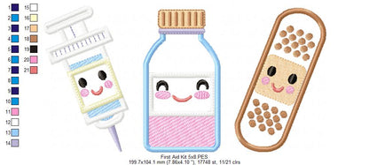 First Aid kit with Smiling Face - Applique - Machine Embroidery Design