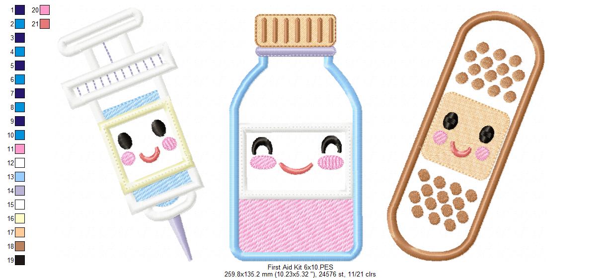 First Aid kit with Smiling Face - Applique - Machine Embroidery Design