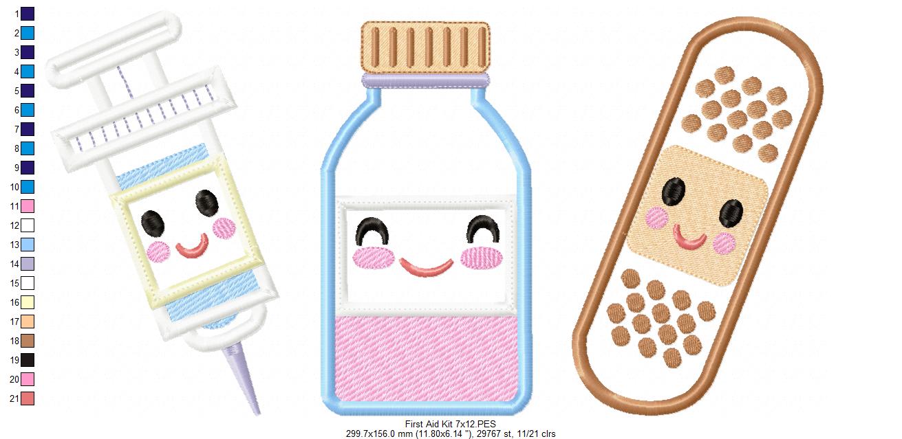 First Aid kit with Smiling Face - Applique - Machine Embroidery Design