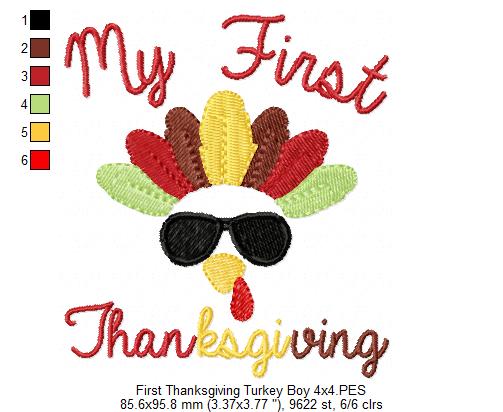 My First Thanksgiving Turkey Boy - Fill Stitch