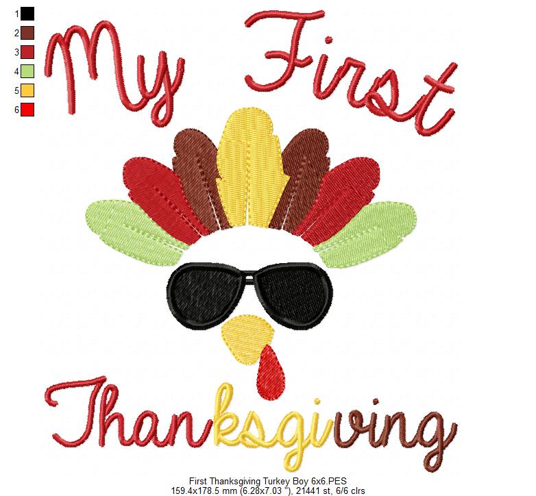 My First Thanksgiving Turkey Boy - Fill Stitch
