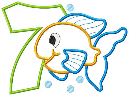 Fish Birthday Set Numbers 1-11 - Applique