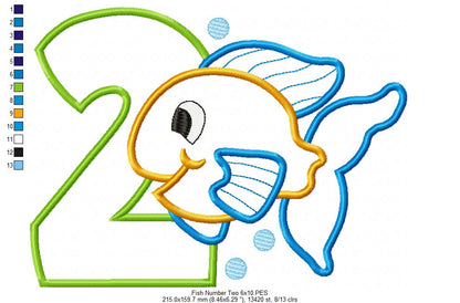 Fish Number 2 Two 2nd Birthday - Applique