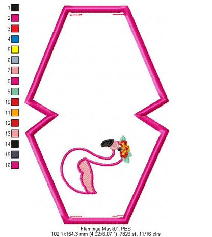 Flamingo Face Mask - ITH Project - Machine Embroidery Design
