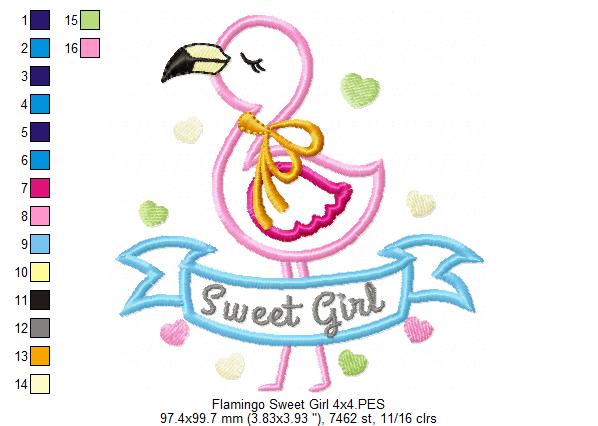 Flamingo Sweet Girl - Applique