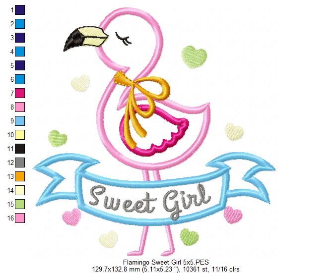 Flamingo Sweet Girl - Applique