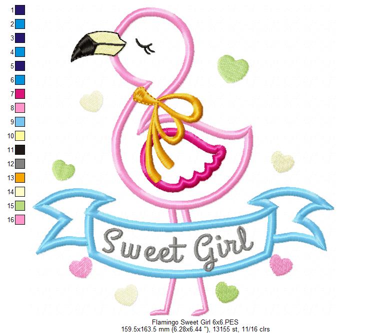 Flamingo Sweet Girl - Applique