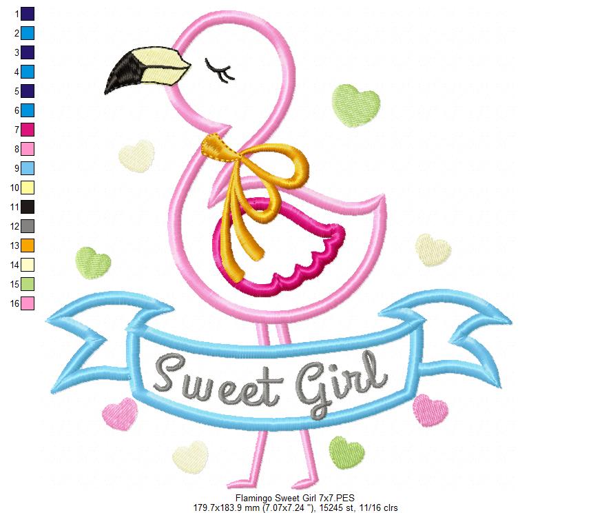 Flamingo Sweet Girl - Applique