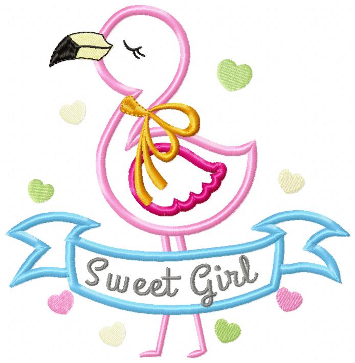 Flamingo Sweet Girl - Applique