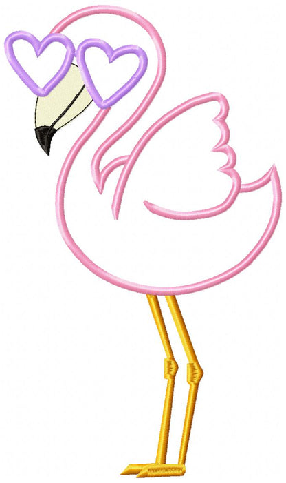 Flamingo with Sunglasses - Applique - Machine Embroidery Design