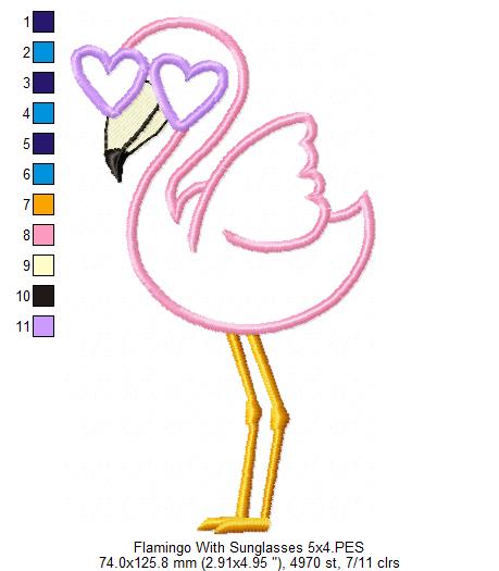 Flamingo with Sunglasses - Applique