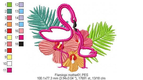 Flamingo Mom and Son - Applique