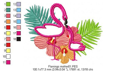 Flamingo Mom and Son - Applique